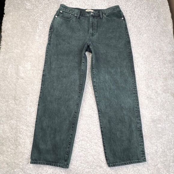 Madewell The Perfect Vintage Straight Jean Acid Wash Steel Green 32 NEW - Picture 2 of 13